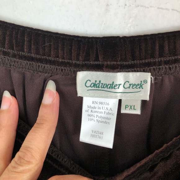 Coldwater Creek Elastic Waist Velvet Brown Size PXL Pants - Picture 3 of 7